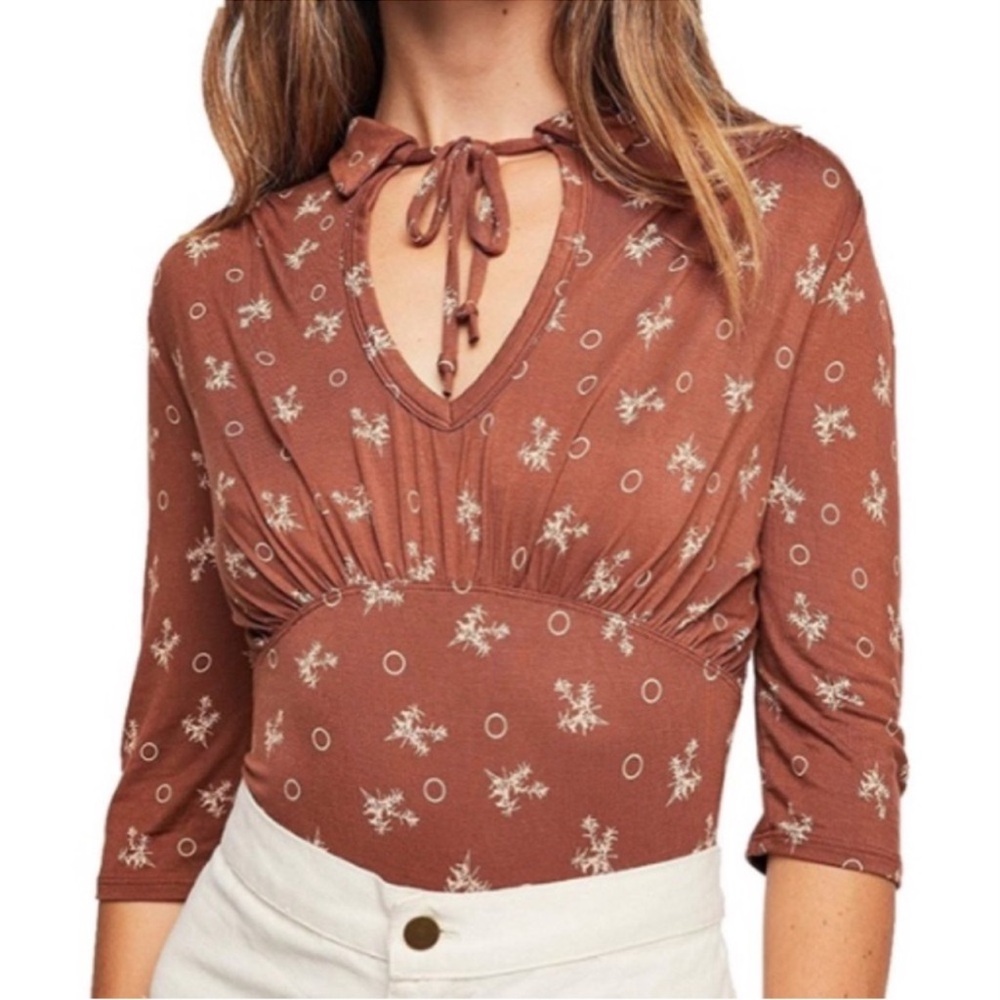 Free People Movement Keyhole Soraya Printed Top Size XS